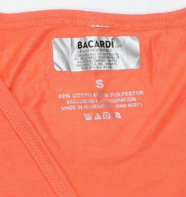 Bacardi Women's Orange Sleeveless Tank Top S Cotton Blend