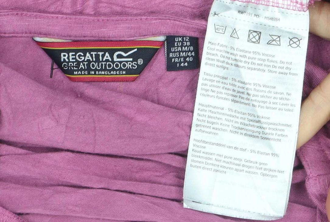 Regatta Womens Pink Long Sleeve Boat Neck Viscose T-Shirt Size 14