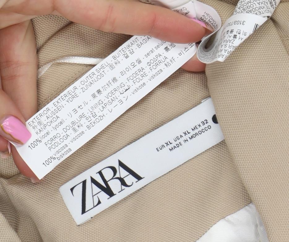 Zara Women Beige XL Single-Breasted Blazer Jacket
