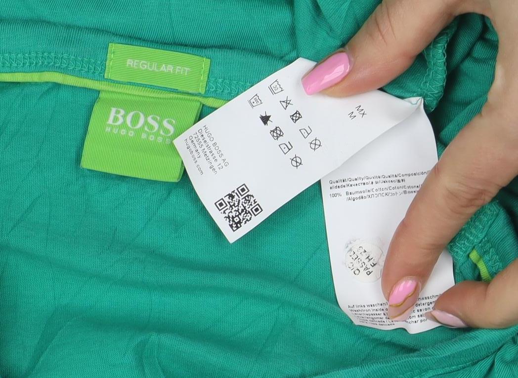 Hugo Boss Men's Green Regular Fit Cotton Crew Neck T-Shirt M