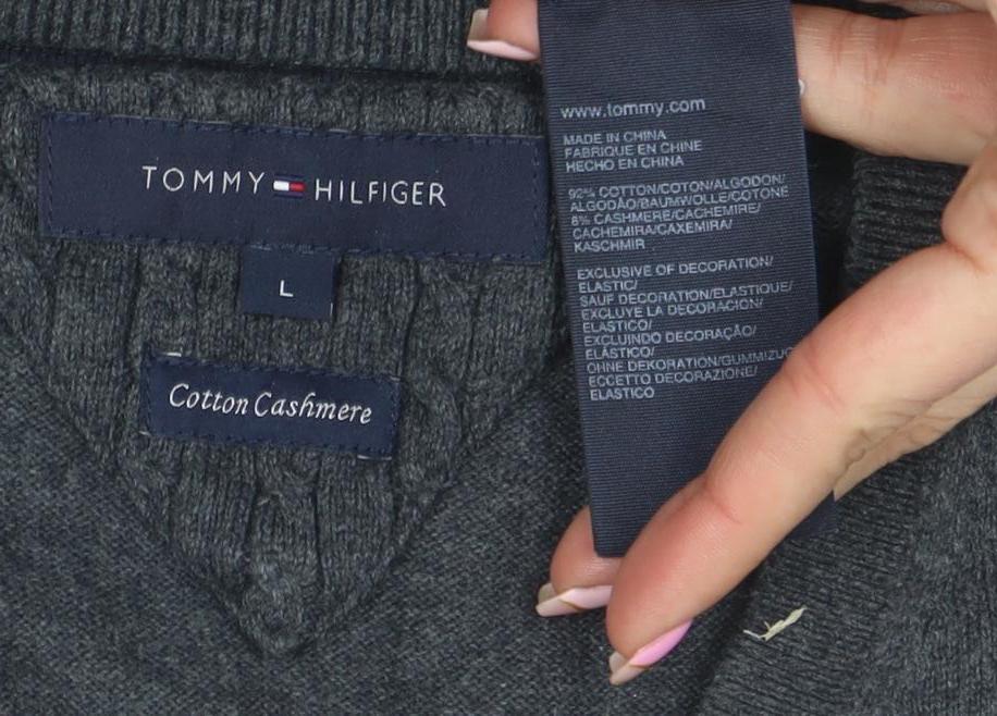 Tommy Hilfiger Men’s Grey Cotton Cashmere V-Neck Vest L
