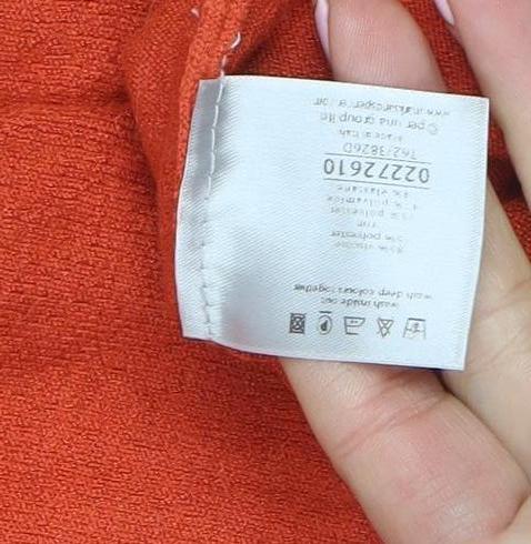 Per Una Women Orange Wool Blend Scoop Neck 3/4 Sleeve Blouse Size 14