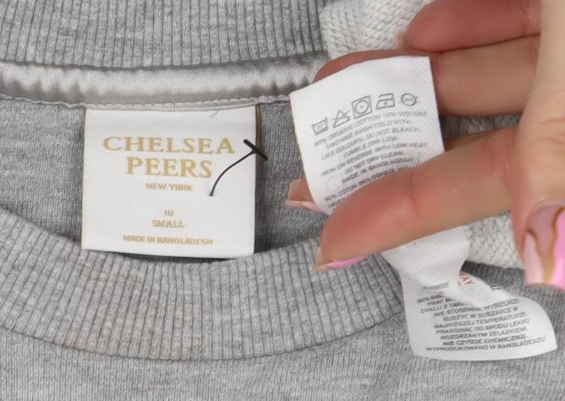 Chelsea Peers Women Grey Small Crew Neck Pullover Sweatshirt