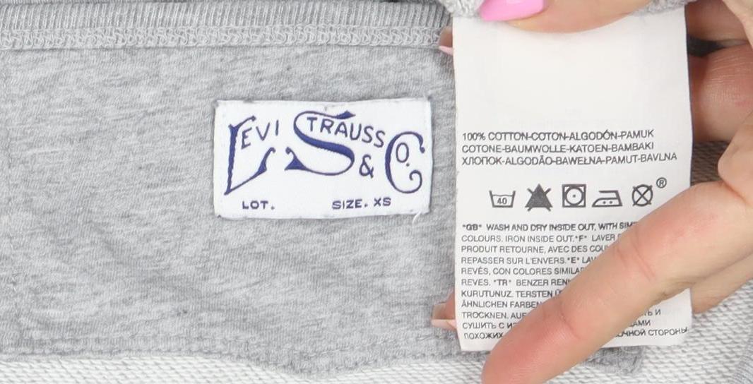 Levi's Women Grey XS Pullover Sweatshirt Graphic Print Cotton