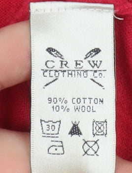 Crew Clothing Co. Women's Red V-Neck Cotton Wool Jumper Medium