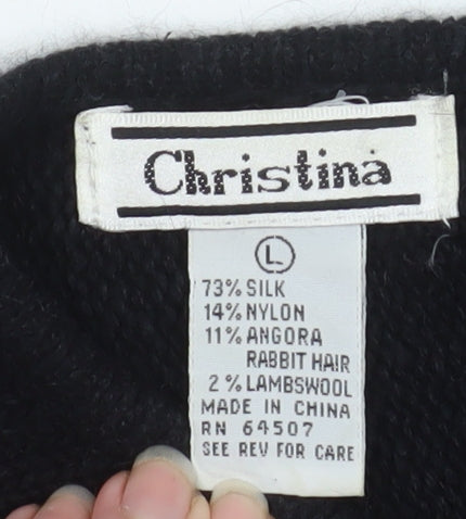 Christina Women’s Black Silk Angora Embroidered Jumper L