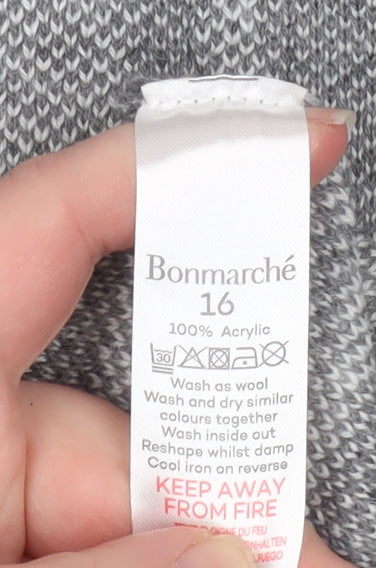 Bonmarché Women’s Grey Check Longline Cardigan Size 16
