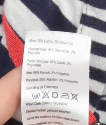 Joules Women's Blue Striped Hooded Full Zip Jacket Size 6