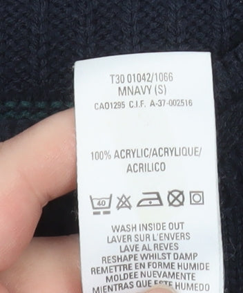 Marks & Spencer Men's Blue Striped Acrylic Pullover Jumper S