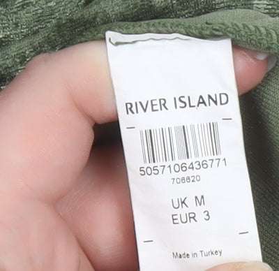 River Island Womens Green Velvet Hooded Bomber Jacket Size M