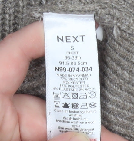 Next Mens Beige 1/2 Zip Ribbed Knit Sweatshirt Size S Classic Style