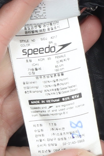 Speedo Women's Black Puffer Jacket Size 10 Insulated Lightweight