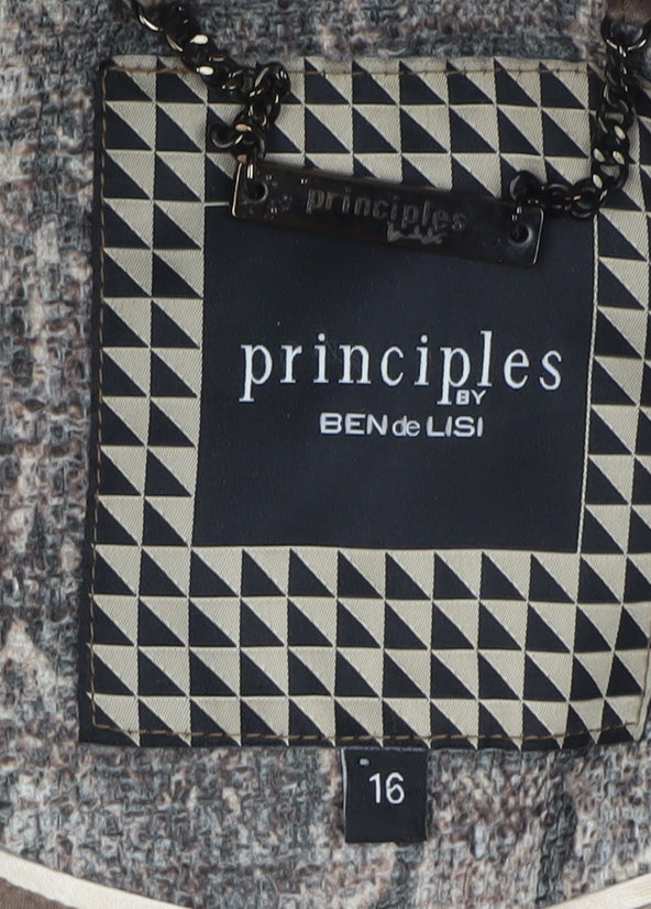 Principles by Ben de Lisi Women's Grey Animal Print Mid-Length Overcoat Size 16