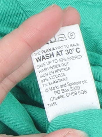 Marks & Spencer Women’s Green Size 8 Basic Short Sleeve Stretch T-Shirt