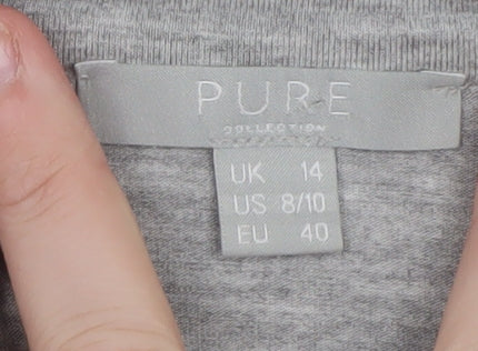 Pure Collection Women’s Grey Long Sleeve Collared Jersey Blouse UK 14