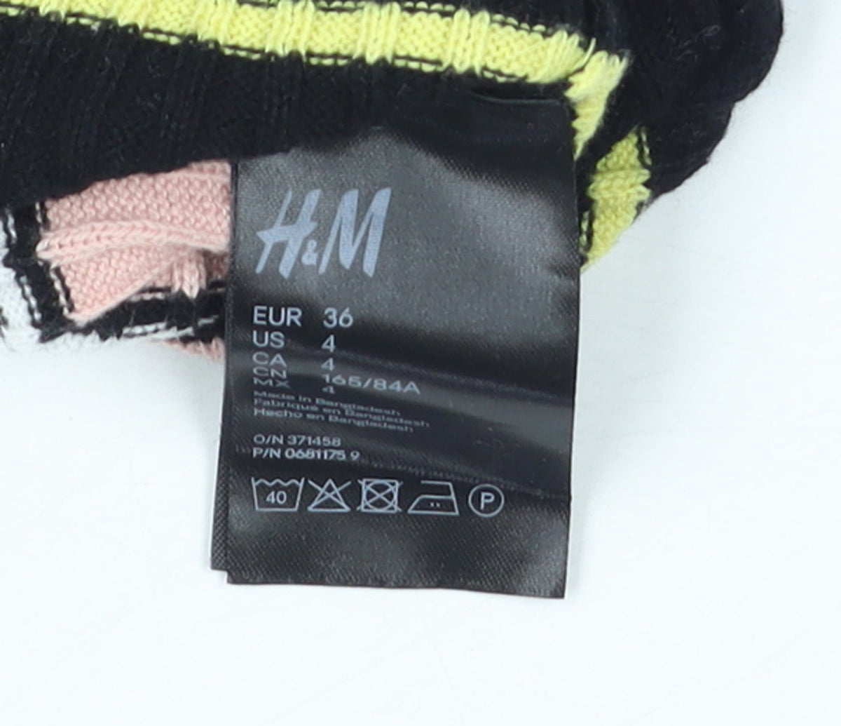 H&M Women Multicoloured Size 8 Bodycon Knit Stripe Dress