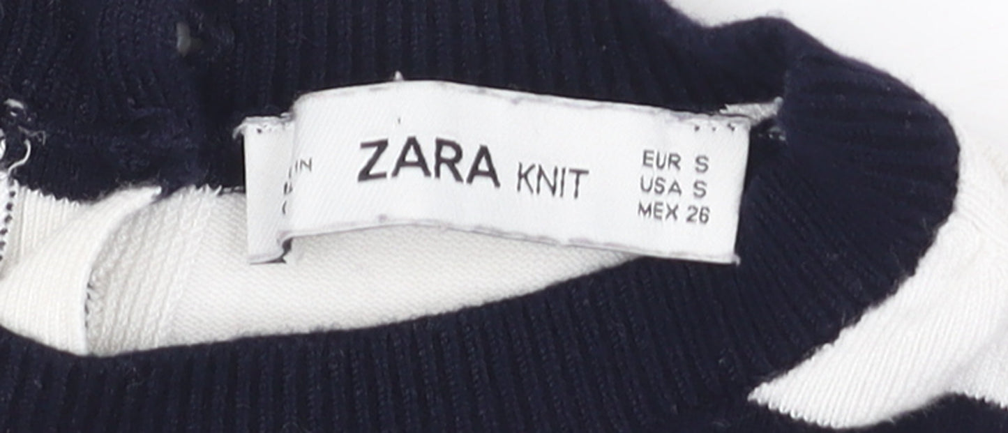 Zara Women’s Multicoloured Striped Crew Neck Knit Jumper Size S