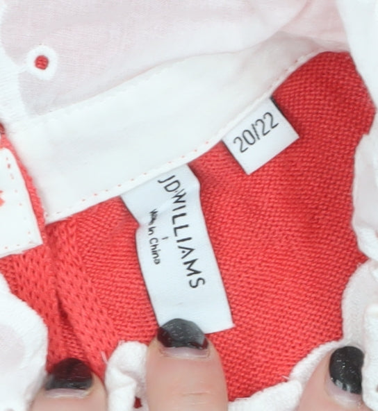 JD Williams Women's Red Collared Short Sleeve Lightweight Jumper Size 20