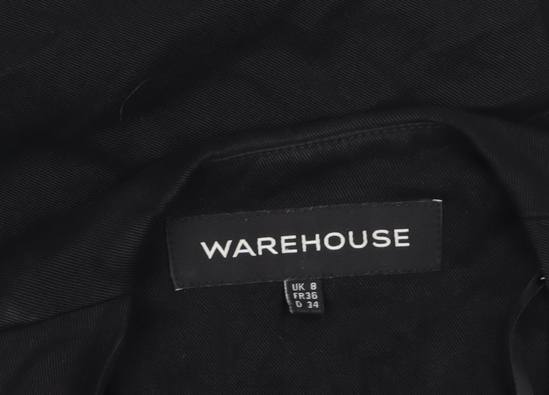 Warehouse Women’s Black Size 8 Blazer Jacket Lightweight Open Front