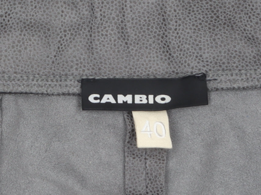 Cambio Women's Grey Suede Look Stretch Leggings Size 12