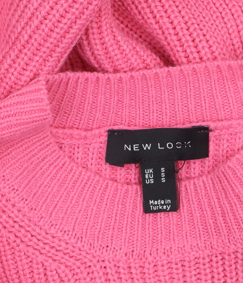 New Look Women’s Pink Knit Mock Neck Long Sleeve Pullover Jumper S