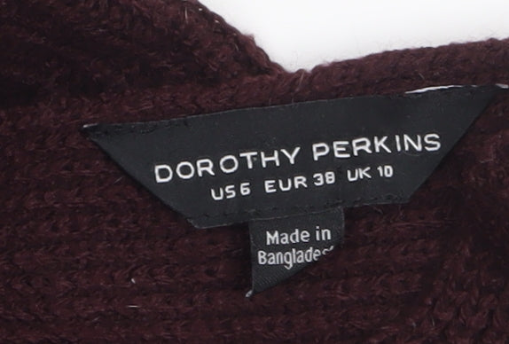 Dorothy Perkins Women's Brown V-Neck Long Sleeve Knit Jumper Size 10