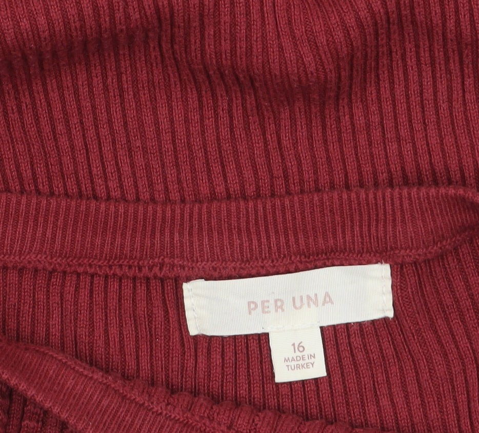 Marks & Spencer Per Una Red Boat Neck Knit Jumper Women’s Size 16