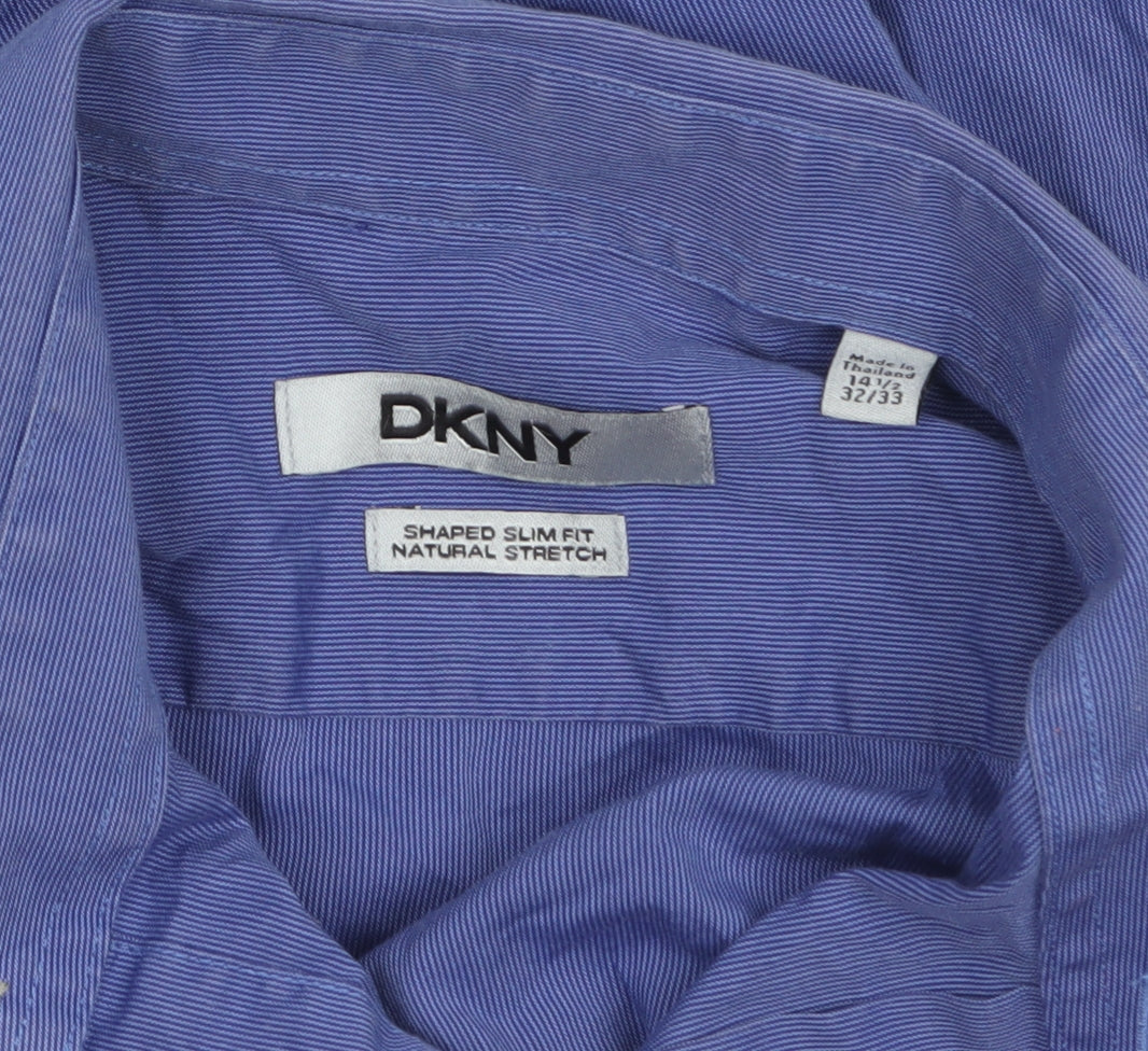 DKNY Men’s Blue Slim Fit Long Sleeve Button-Up Shirt Size 15