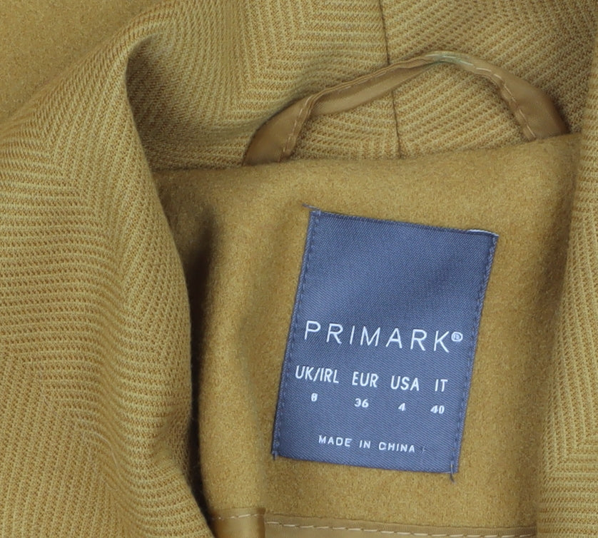 Primark Women's Yellow Long Coat Size 8 Lightweight Overcoat