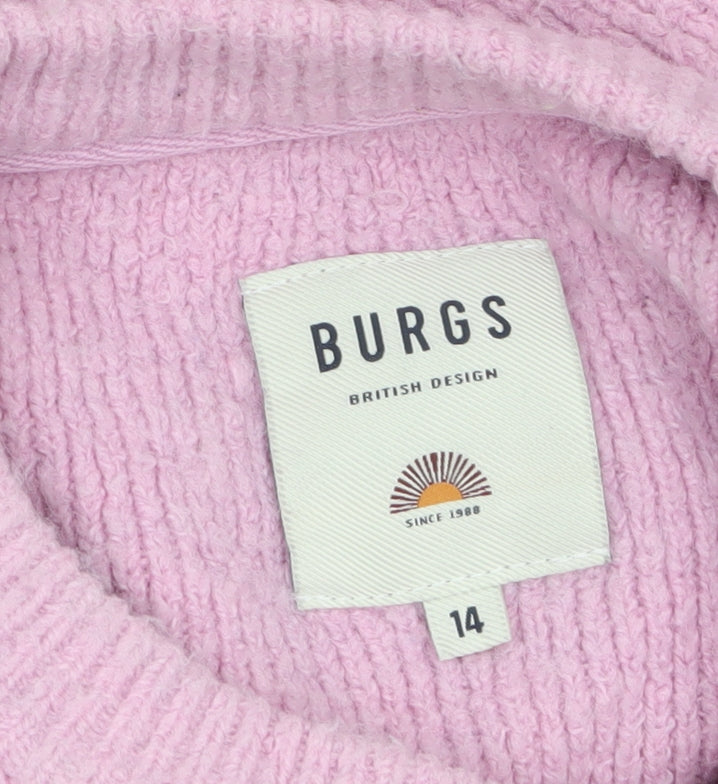 Burgs Womens Pink Crew Neck Knit Pullover Jumper Size 14