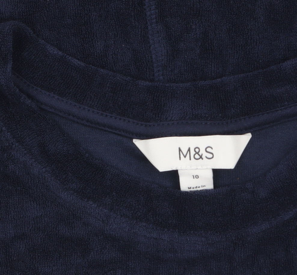 Marks and Spencer Women's Blue Terry Short Sleeve Relaxed Fit T-Shirt Size 10