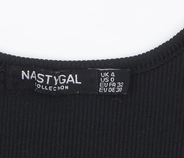 Nasty Gal Women’s Black Cropped Tank Top Size 4 Slim Fit