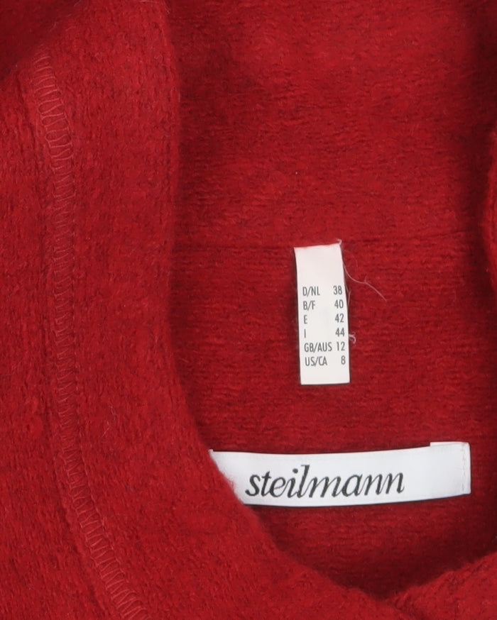 Steilmann Women's Red Short Sleeve Collared Cardigan Size 12