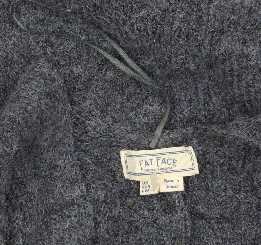 Fat Face Women’s Grey Chunky Knit Open Cardigan Size L