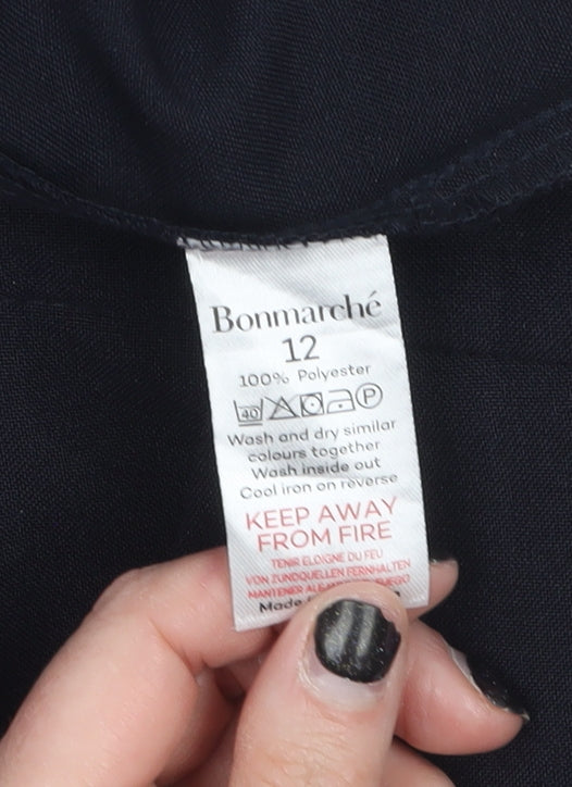 Bonmarché Women’s Black Size 12 Straight Leg Elastic Waist Trousers