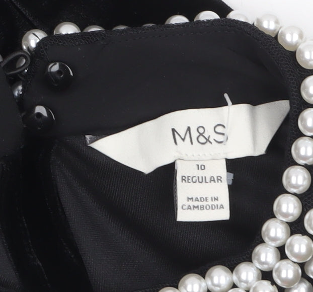 Marks and Spencer Women's Black Velvet Beaded Blouse Size 10