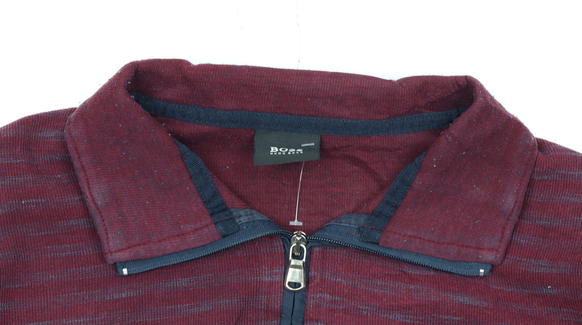 Hugo Boss Men's Red 2XL Collared 1/2 Zip Knit Sweatshirt