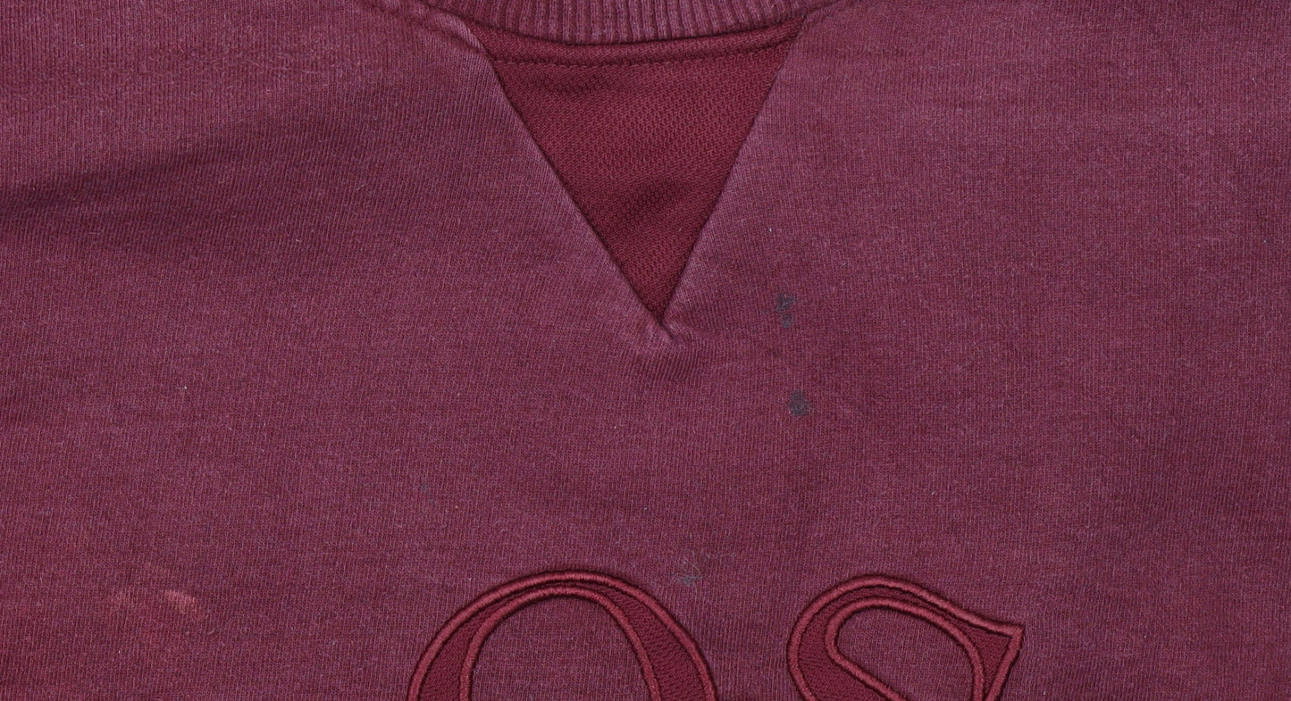 Hugo Boss Men's Red Small Pullover Sweatshirt Embroidered Logo