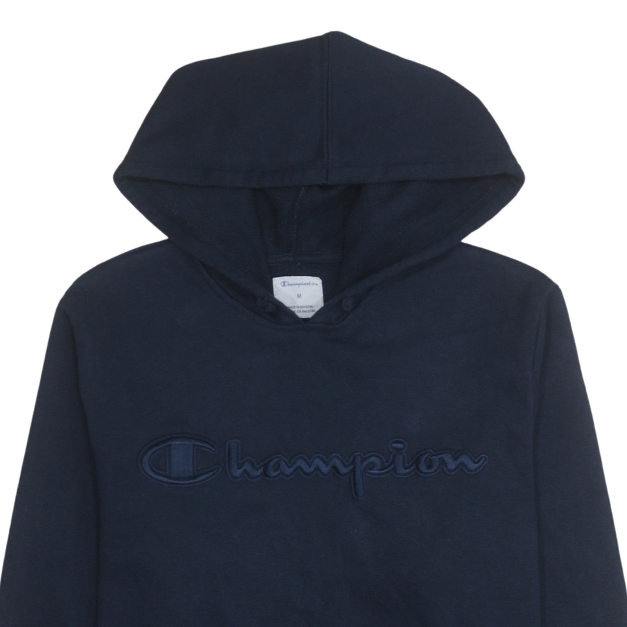 Champion Men's Blue Pullover Hoodie Medium Embroidered Logo Fleece