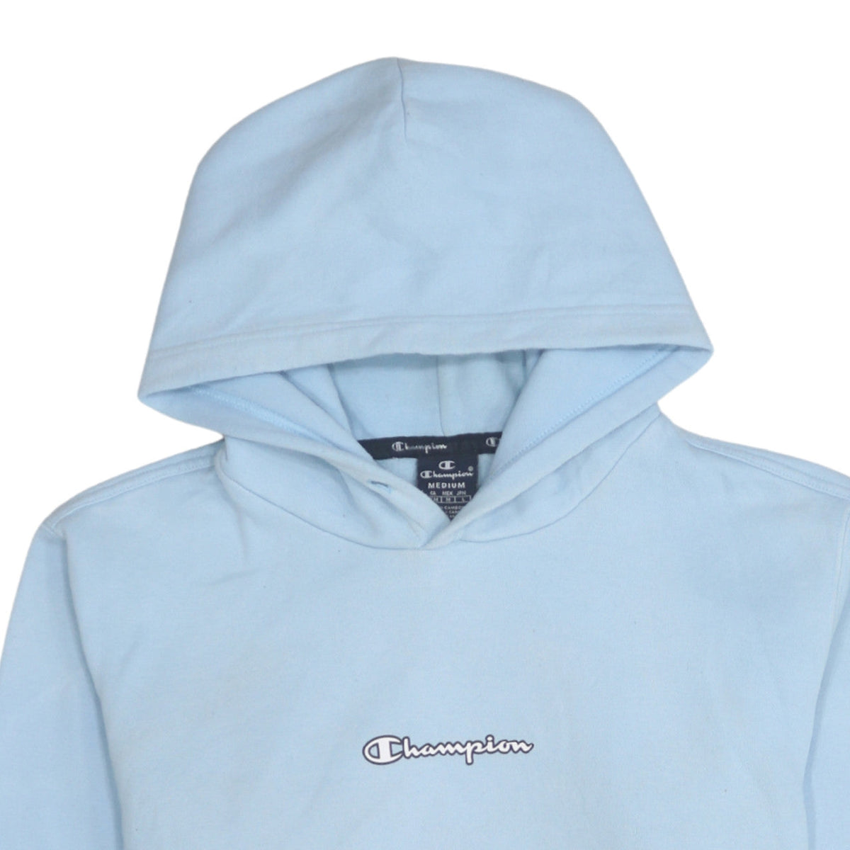 Champion Men's Blue Pullover Hoodie Medium Logo Fleece Sweatshirt
