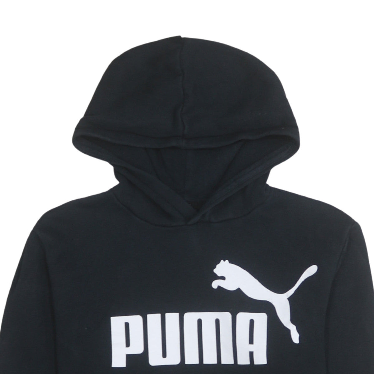 Puma Boys Black Pullover Hoodie 15-16 Years Logo Fleece Sweatshirt