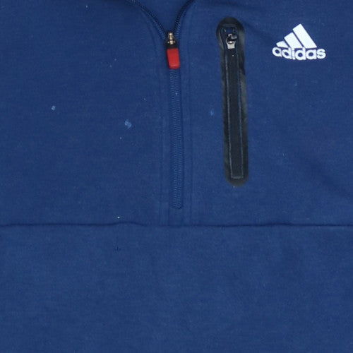 Adidas Men's Blue XS 1/4 Zip Track Jacket with Pockets