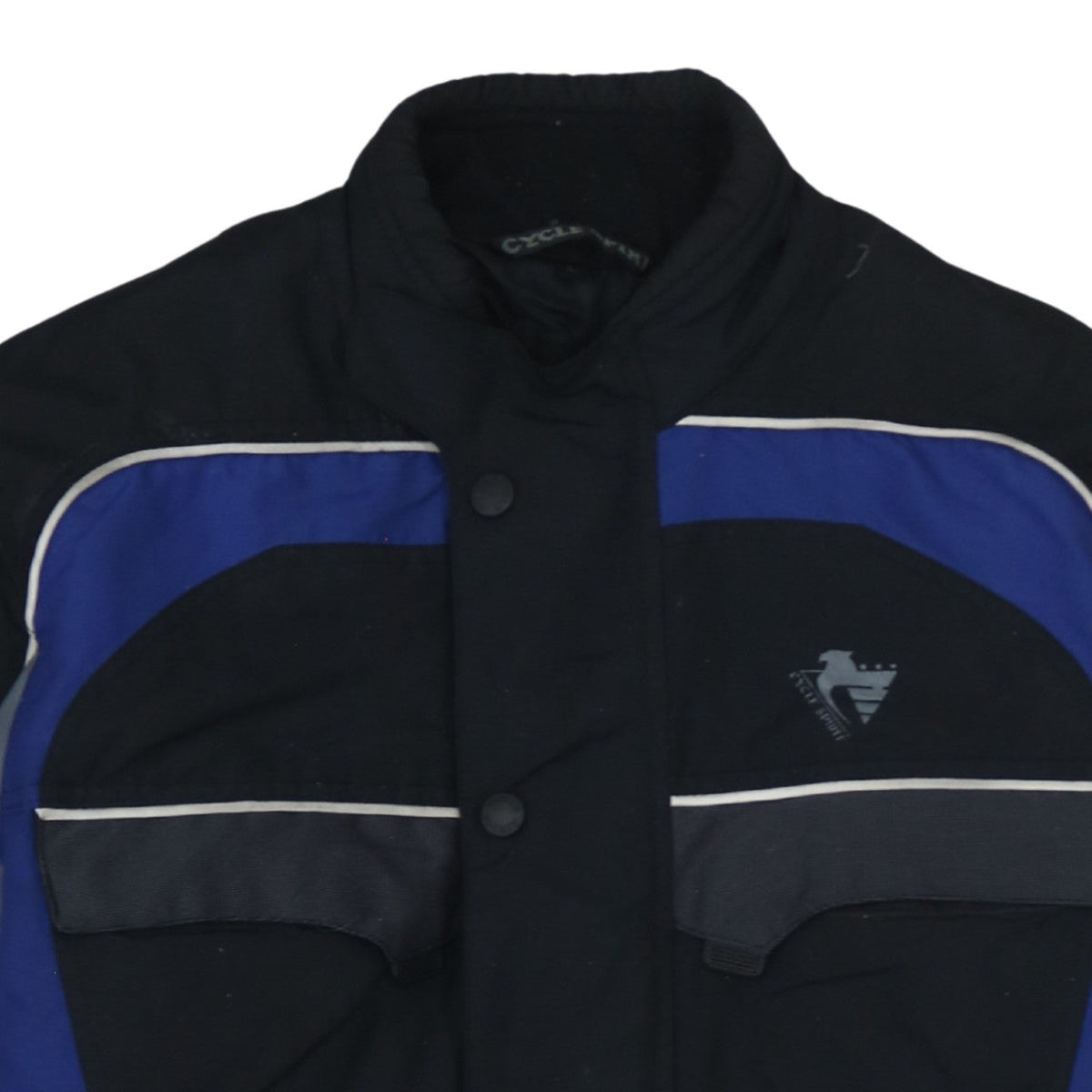 Cycle Spirit Men's Black Blue L Motorcycle Jacket Belted Reflective Lined