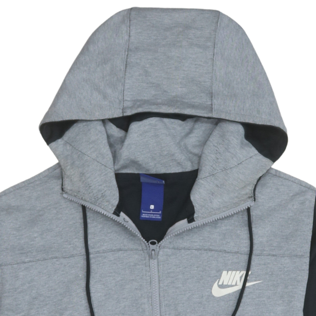 Nike Men's Grey Full Zip Hoodie L Regular Fit Sportswear