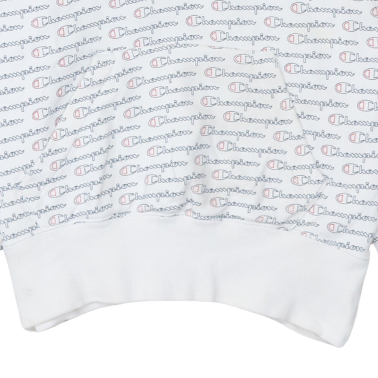 Champion Women's White Logo Print Pullover Hoodie Size S