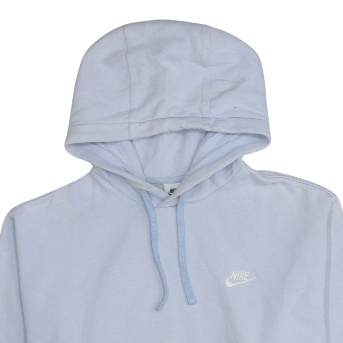 Nike Women Light Blue Pullover Hoodie L Cotton Blend Logo Sweatshirt