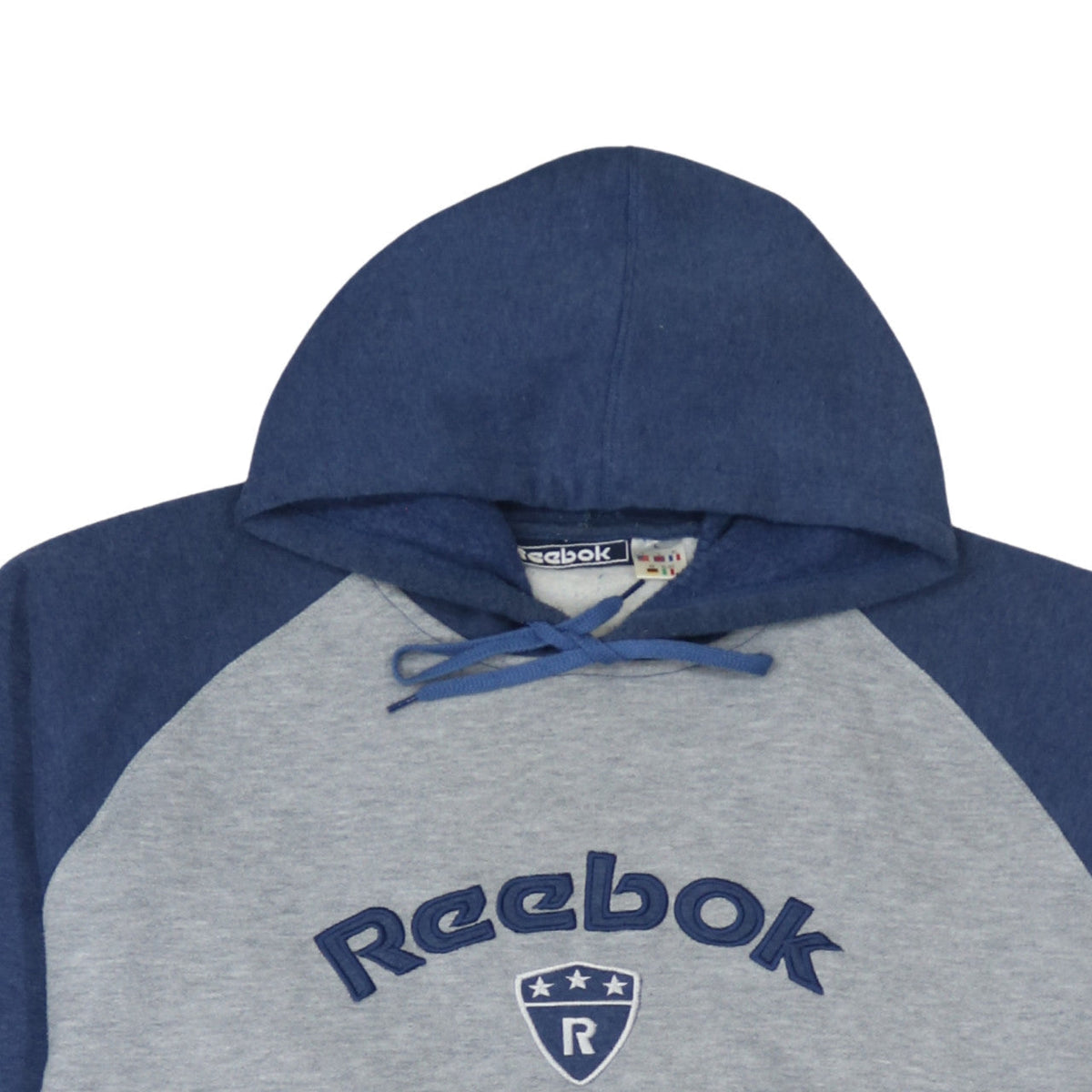 Reebok Men's Grey & Blue Pullover Hoodie Size L Sports Fleece