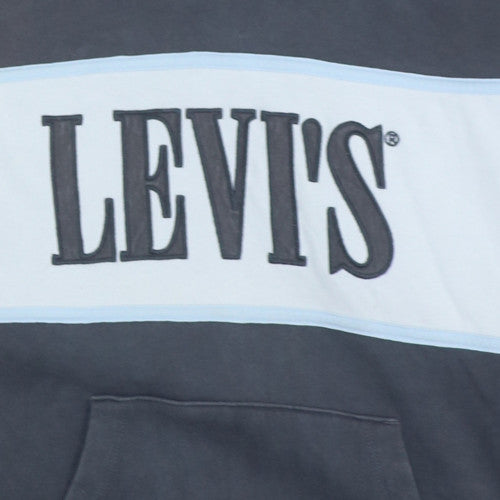 Levi's Men's Grey Pullover Hoodie XS Logo Cotton Blend