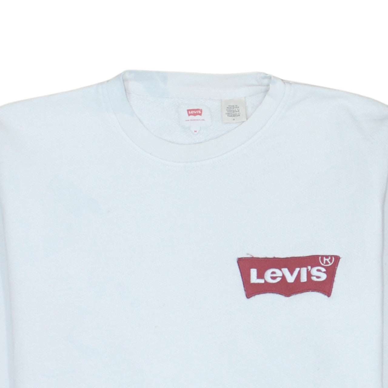 Levi's Mens White Crew Neck Logo Pullover Sweatshirt Size M