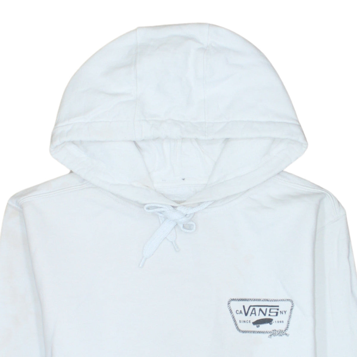 Vans Men's White Pullover Hoodie Small Graphic Logo Skate Style